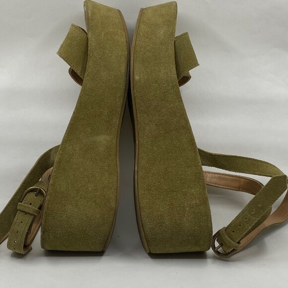 Sundance green suede wedge heel platform sandals size 7.5 Made in Italy - Picture 6 of 9